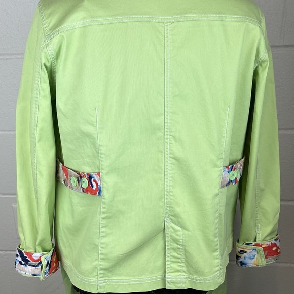 Green Corduroy Custom Embellished Pants Suit - Picture 6 of 7